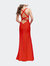 Halter Top Prom Dress With Deep V Neckline And Slit