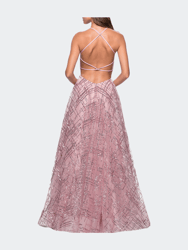 High Neckline Sequin A-Line Prom Dress