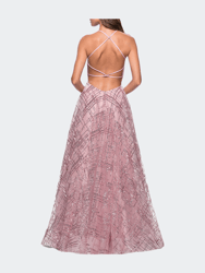High Neckline Sequin A-Line Prom Dress
