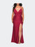Jersey Dress For Curves With Slit And Criss Cross Back - Burgundy