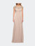 Jersey Gown with Full Skirt and Lace Detail Top - Champagne