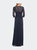 Jersey Gown With Knot Detail And Lace Sleeves