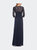Jersey Gown With Knot Detail And Lace Sleeves