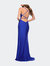 Jersey Gown With Rhinestones And Deep V Neckline