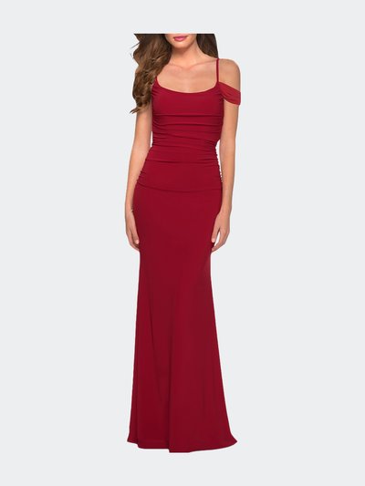 La Femme Jersey Long Dress with Ruching and Open Back product