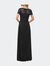 Jersey Long Evening Dress with Short Lace Sleeves
