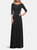 Jersey Mother of the Bride Gown with Lace Neckline - Black
