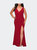 Jersey Plus Size Dress with V-Neckline and Slit