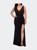 Jersey Plus Size Dress with V-Neckline and Slit - Black