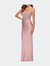 Jersey Prom Dress With Lace Bodice And Rhinestones - Mauve