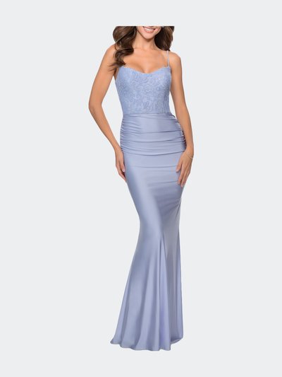La Femme Jersey Prom Dress With Lace Bodice And Rhinestones product
