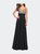 Jewel Encrusted Prom Gown With A-line Skirt - Black