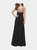Jewel Encrusted Prom Gown With A-line Skirt - Black