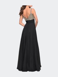 Jewel Encrusted Prom Gown With A-line Skirt