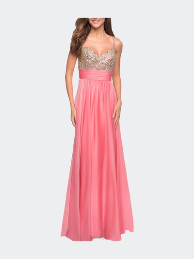 La Femme Jewel Encrusted Prom Gown With A-line Skirt product