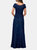 Lace Evening Gown with Cap Sleeves and V-Neck