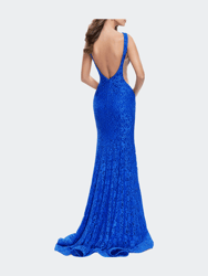 Lace Mermaid Dress With Sheer Sides And Low Back