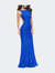 Lace Mermaid Dress With Sheer Sides And Low Back - Electric Blue