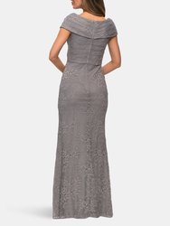 Lace Off The Shoulder Cap Sleeve Evening Dress