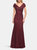 Lace Off The Shoulder Cap Sleeve Evening Dress - Burgundy