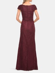 Lace Off The Shoulder Cap Sleeve Evening Dress