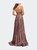 Leopard Print A-line Prom Gown with Tie Up Back