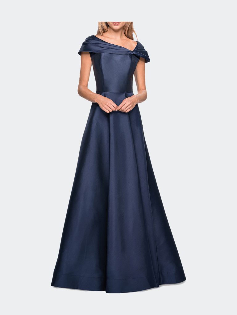 Long A-Line Off The Shoulder Gown With Pockets