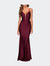 Long Dress with Knotted Detail and Lace Up Back - Dark Berry