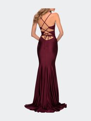 Long Dress with Knotted Detail and Lace Up Back