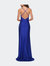 Long Homecoming Dress with Slit and Criss Cross Back