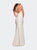 Long Homecoming Dress with Slit and Criss Cross Back