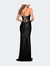 Long Jersey Dress with Draped V-Neckline and Ruching