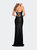 Long Jersey Dress with Draped V-Neckline and Ruching