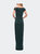 Long Jersey Dress with Ruching and Cap Sleeves