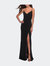 Long Jersey Dress with V-neck and Open Back - Black