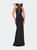 Long Jersey Prom Dress With Fishnet Detailing - Black