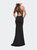 Long Jersey Prom Dress With Fishnet Detailing