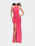Long Jersey Prom Dress With Strappy Open Back - Hot Coral
