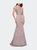 Long Jersey Ruched Dress with Embellished Top - Champagne