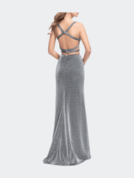 Long Jersey Two Piece Prom Dress with Side Cut Outs