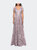 Long Lace Evening Dress with Cap Sleeves - Antique Blush