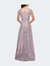 Long Lace Evening Dress with Cap Sleeves
