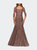 Long Lace Mermaid Gown with Square Neckline - Cocoa