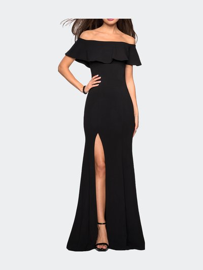 La Femme Long Off The Shoulder Prom Dress with Side Slit product