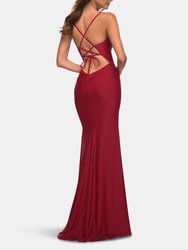 Long Prom Dress in Luxurious Jersey with Slit