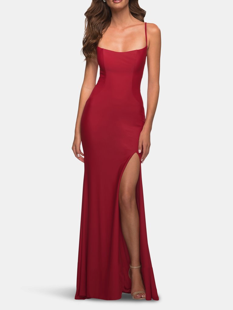 Long Prom Dress in Luxurious Jersey with Slit