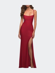 Long Prom Dress in Luxurious Jersey with Slit