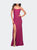 Long Prom Dress in Luxurious Jersey with Slit - Berry