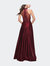 Long Prom Dress with Satin A-line Skirt and Beading