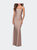 Long Ruched Jersey Dress with Thin Straps - Nude